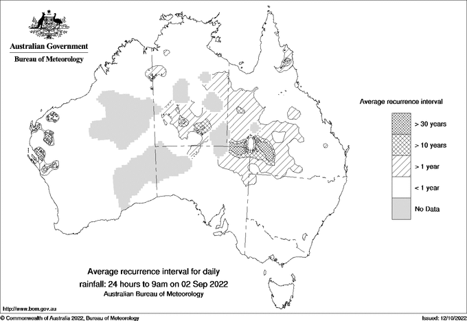 Australian daily rainfall average recurrence interval maps