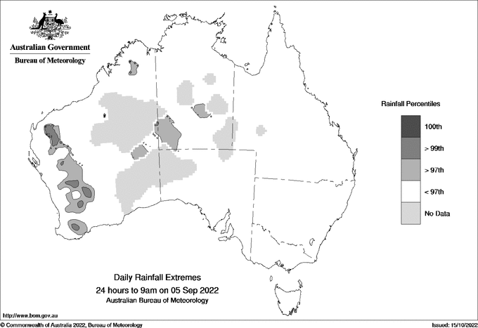 Australian daily rainfall extreme area maps