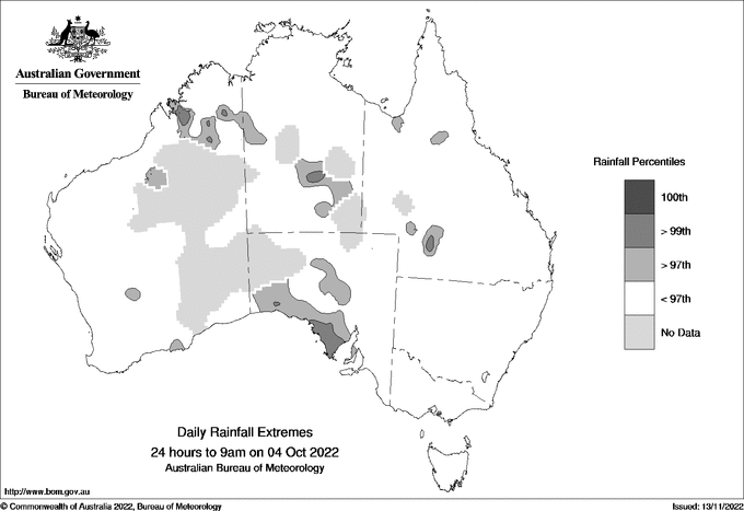 Australian daily rainfall extreme area maps