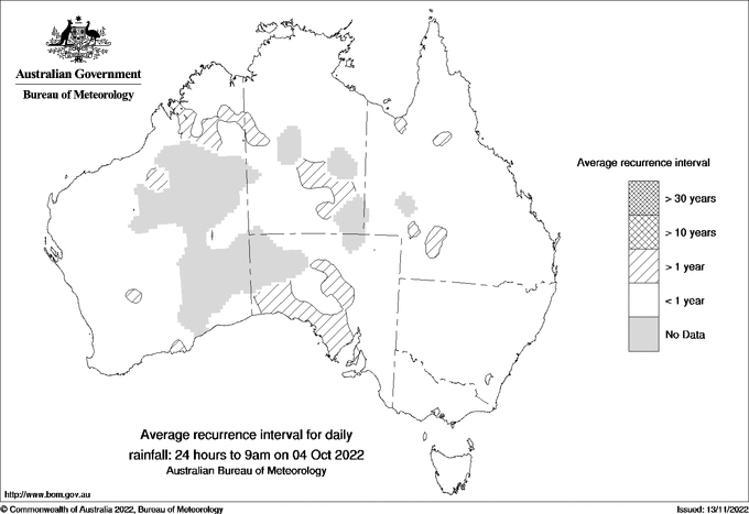 Australian daily rainfall average recurrence interval maps