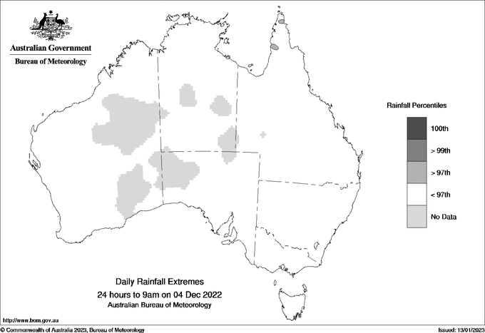 Australian daily rainfall extreme area maps