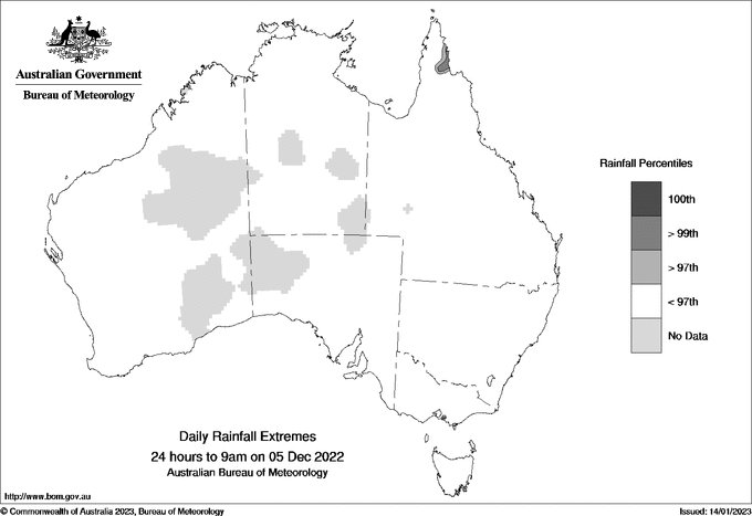 Australian daily rainfall extreme area maps