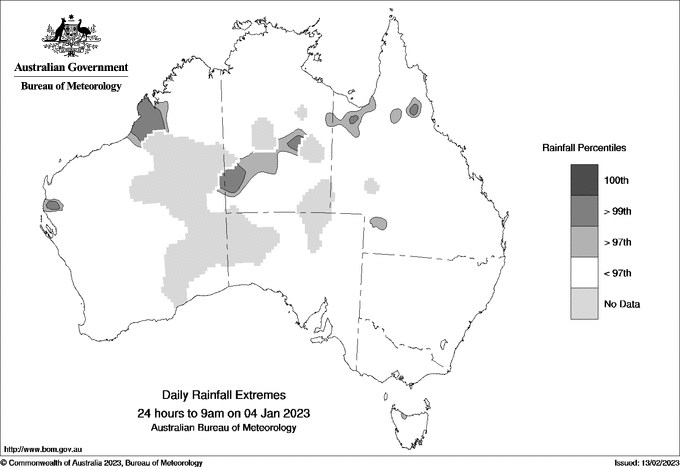 Australian daily rainfall extreme area maps