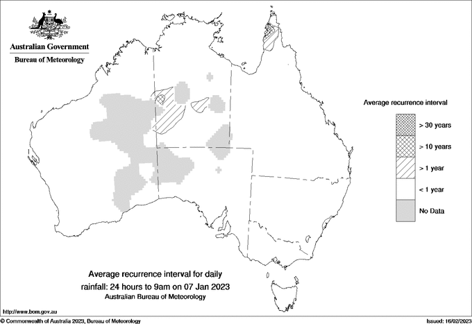 Australian daily rainfall average recurrence interval maps