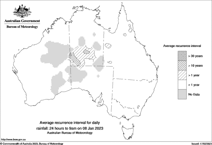 Australian daily rainfall average recurrence interval maps