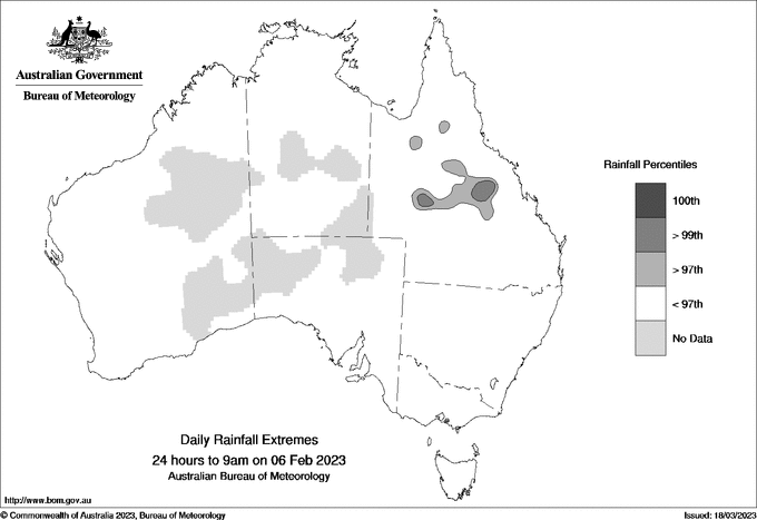Australian daily rainfall extreme area maps