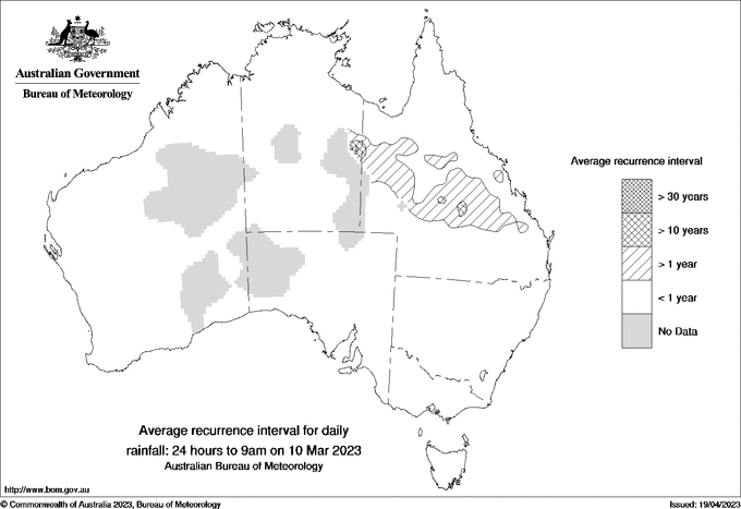 Australian daily rainfall average recurrence interval maps