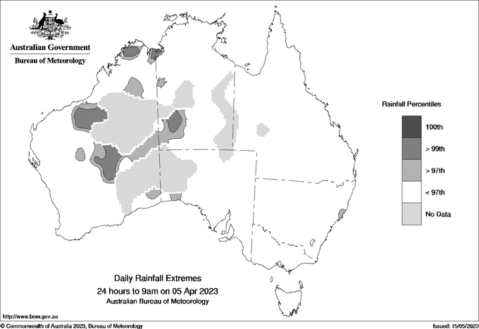 Australian daily rainfall extreme area maps