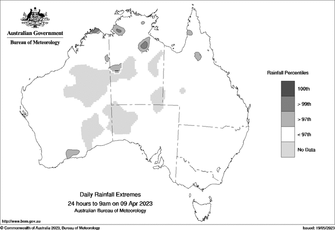 Australian daily rainfall extreme area maps