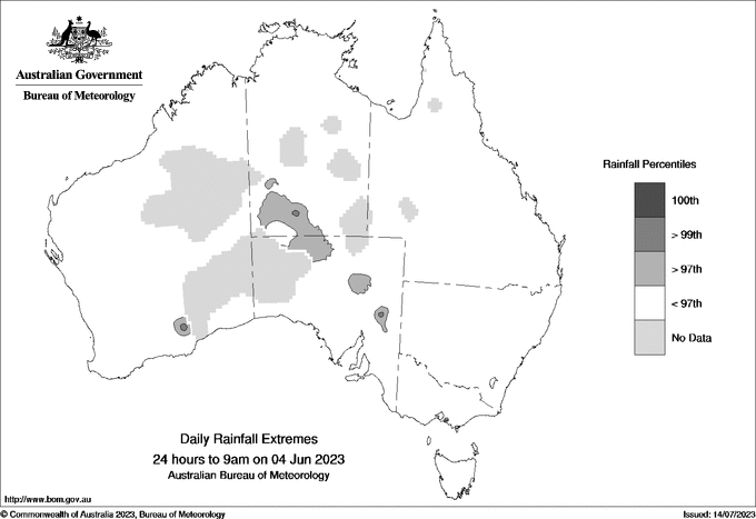 Australian daily rainfall extreme area maps