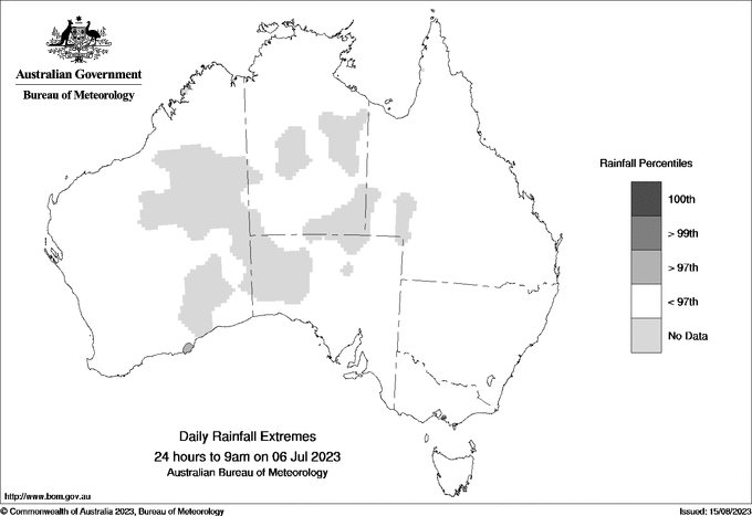 Australian daily rainfall extreme area maps
