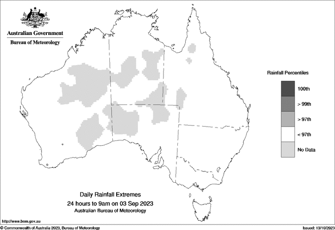 Australian daily rainfall extreme area maps