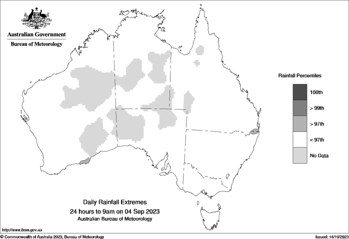 Australian daily rainfall extreme area maps