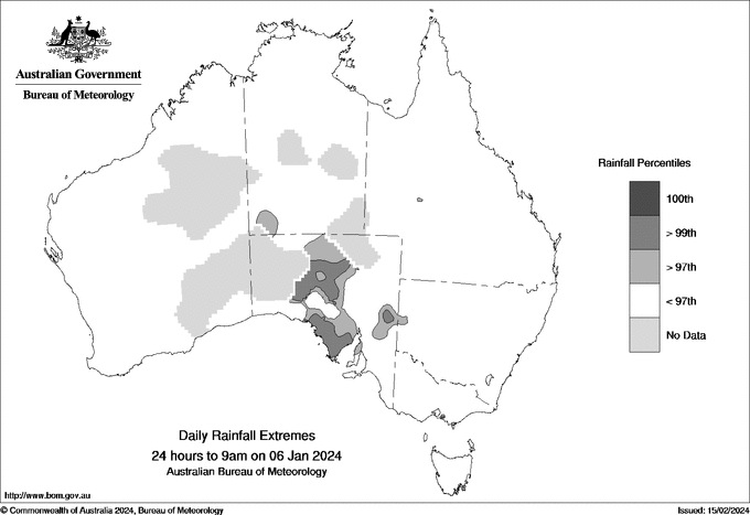 Australian daily rainfall extreme area maps