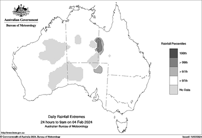Australian daily rainfall extreme area maps