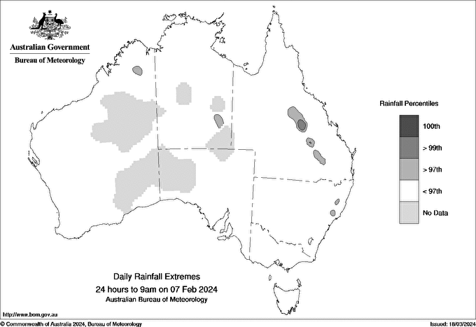 Australian daily rainfall extreme area maps