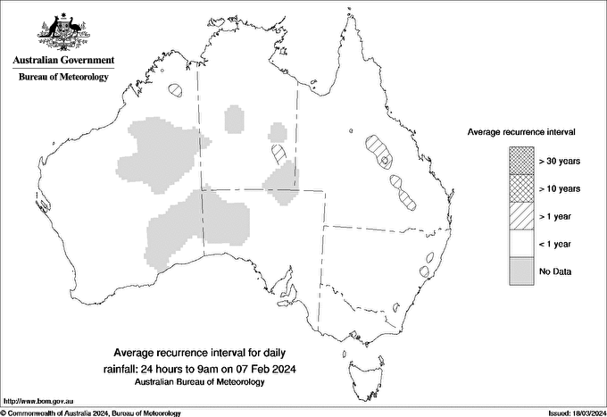 Australian daily rainfall average recurrence interval maps