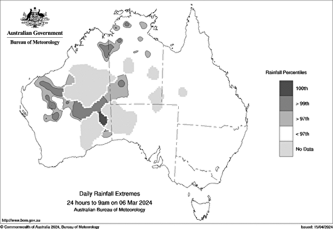 Australian daily rainfall extreme area maps