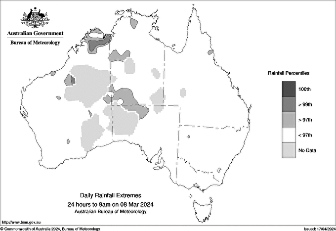 Australian daily rainfall extreme area maps