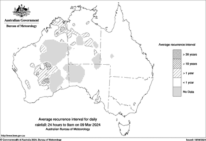 Australian daily rainfall average recurrence interval maps