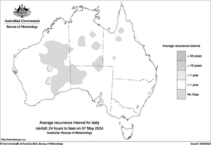 Australian daily rainfall average recurrence interval maps