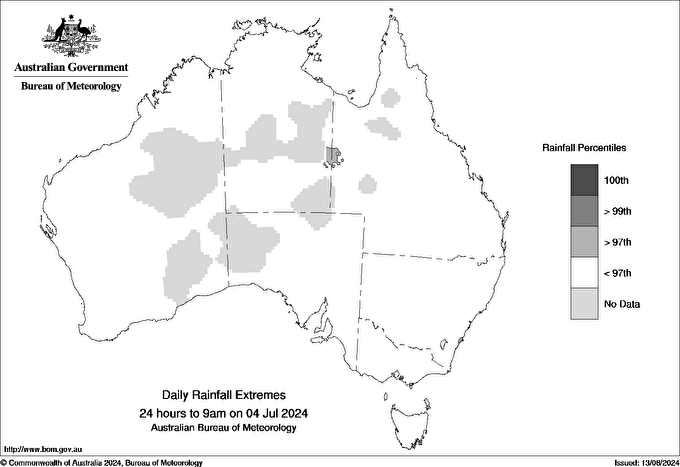 Australian daily rainfall extreme area maps