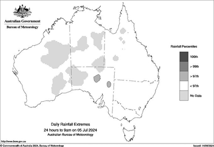 Australian daily rainfall extreme area maps