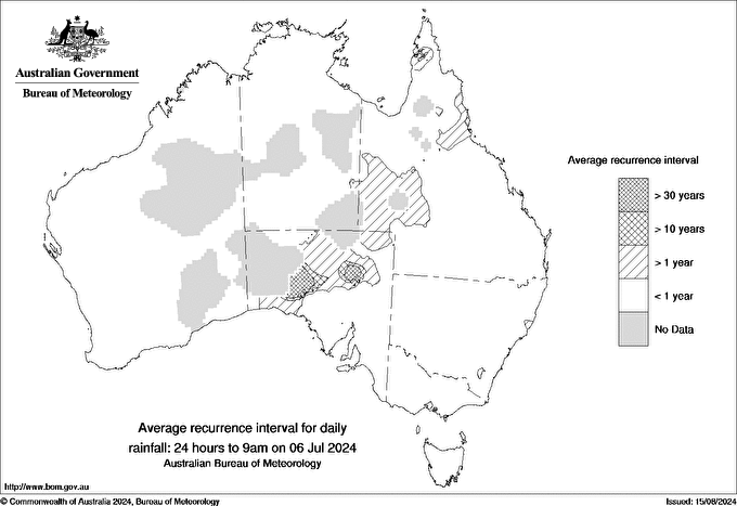 Australian daily rainfall average recurrence interval maps