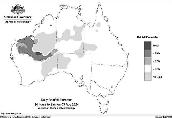 Australian daily rainfall extreme area maps