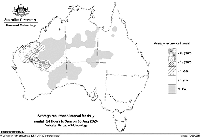 Australian daily rainfall average recurrence interval maps
