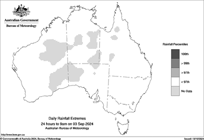 Australian daily rainfall extreme area maps