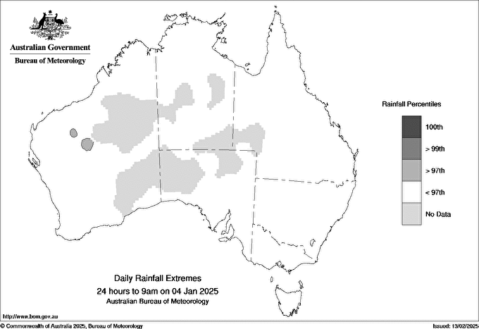Australian daily rainfall extreme area maps
