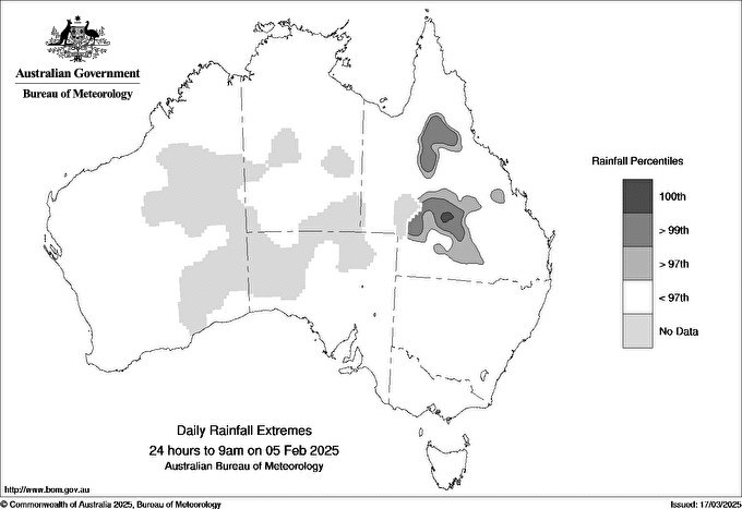 Australian daily rainfall extreme area maps