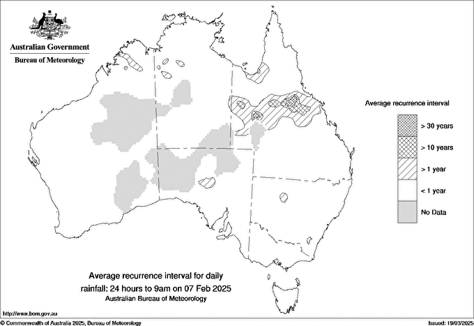 Australian daily rainfall average recurrence interval maps