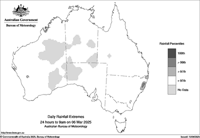 Australian daily rainfall extreme area maps