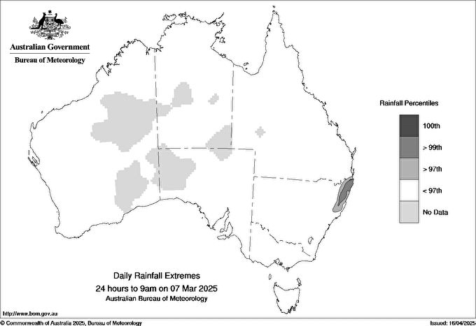 Australian daily rainfall extreme area maps