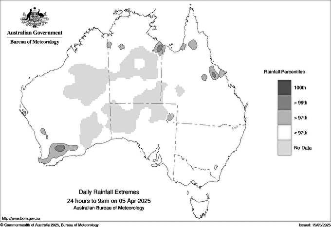 Australian daily rainfall extreme area maps