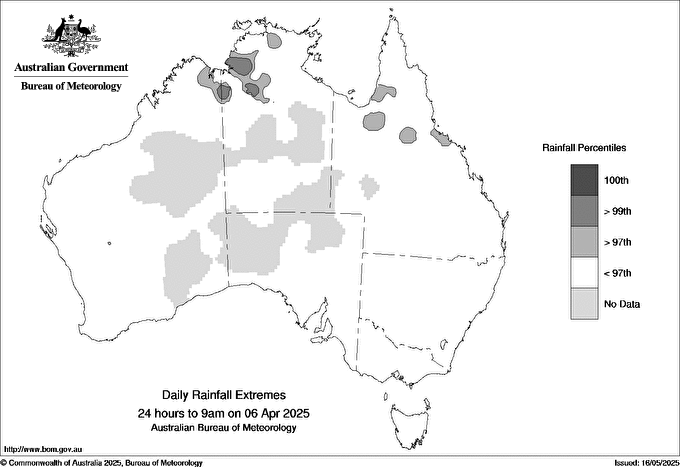 Australian daily rainfall extreme area maps