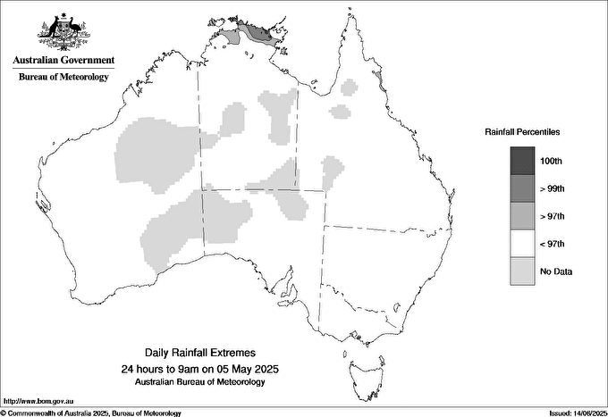 Australian daily rainfall extreme area maps