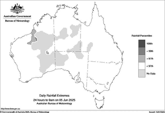 Australian daily rainfall extreme area maps