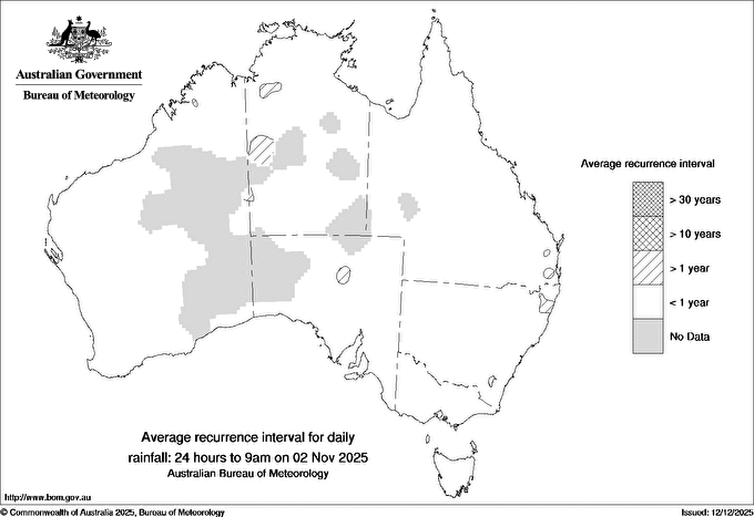 Australian daily rainfall average recurrence interval maps