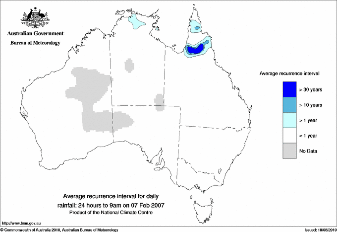 Australian daily rainfall average recurrence interval maps