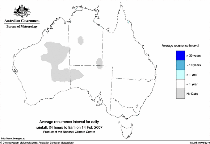 Australian daily rainfall average recurrence interval maps