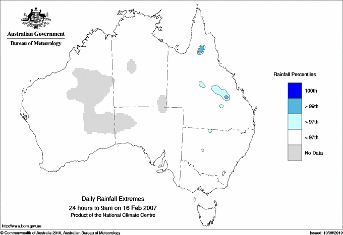 Australian daily rainfall extreme area maps