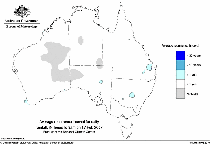 Australian daily rainfall average recurrence interval maps