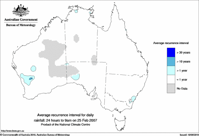 Australian daily rainfall average recurrence interval maps