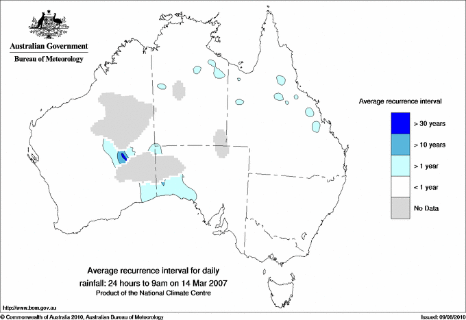 Australian daily rainfall average recurrence interval maps
