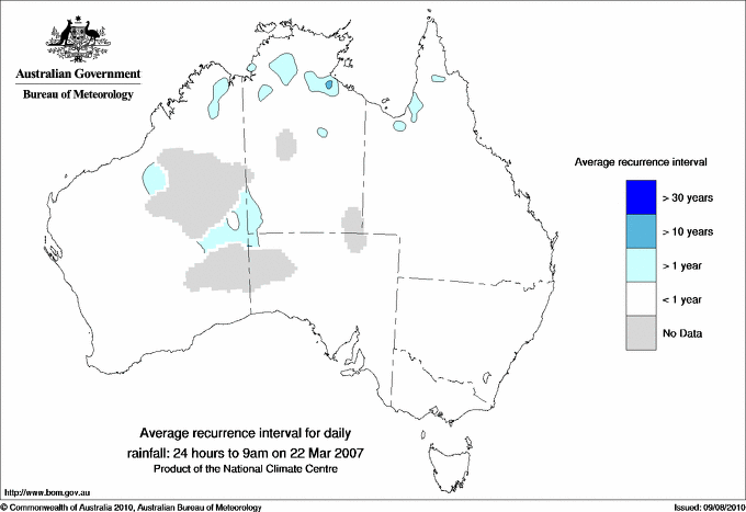 Australian daily rainfall average recurrence interval maps