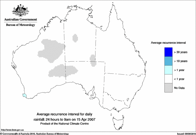 Australian daily rainfall average recurrence interval maps
