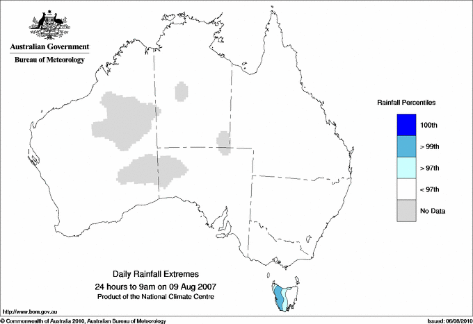 Australian daily rainfall extreme area maps